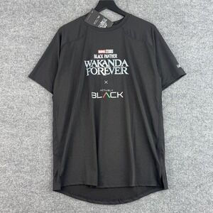 Actively Black T-Shirt Mens L Black Marvel Wakanda Forever Short Sleeve NWT